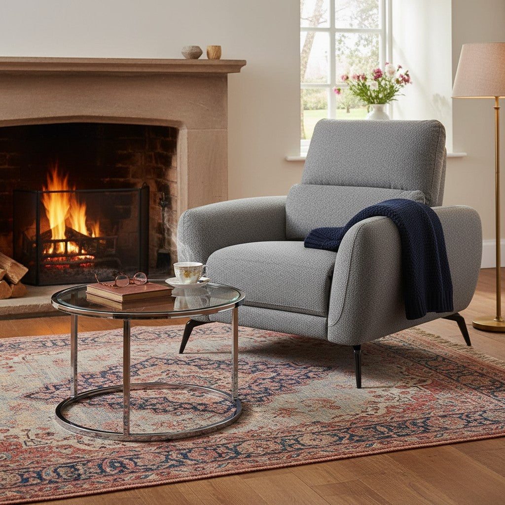 Sorrento Electric Recliner Grey Fabric Armchair