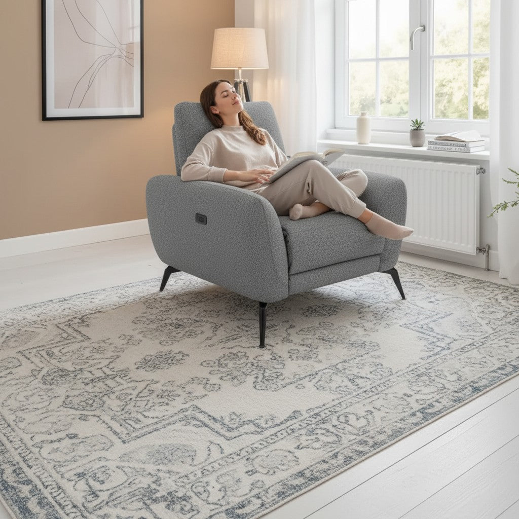 Sorrento Electric Recliner Grey Fabric Armchair