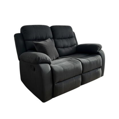 Stanley Manual Recliner Black Fabric 2 Seater Sofa