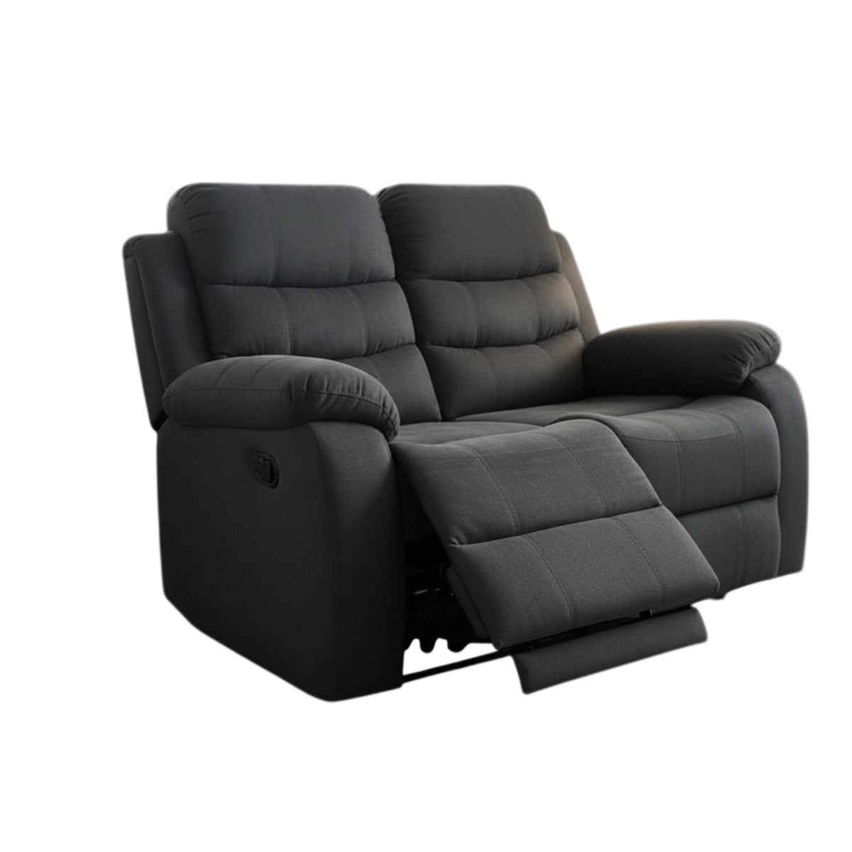 Stanley Manual Recliner Black Fabric 2 Seater Sofa