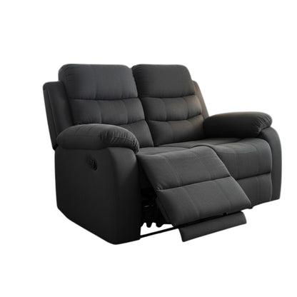 Stanley Manual Recliner Black Fabric 2 Seater Sofa