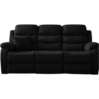 Stanley Manual Recliner Black Fabric 3 Seater Sofa