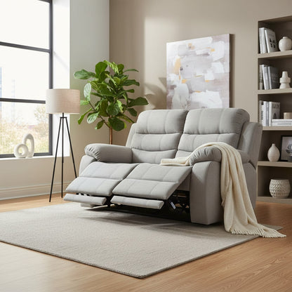 Stanley Manual Recliner Grey Fabric 2 Seater Sofa