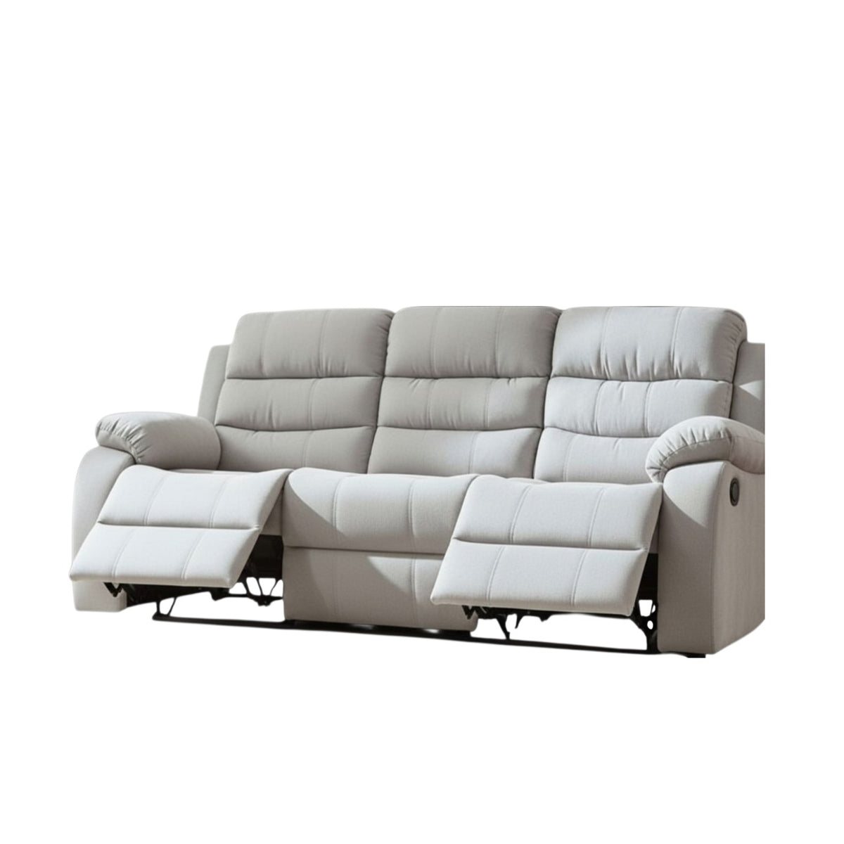 Stanley Manual Recliner Grey Fabric 3 Seater Sofa