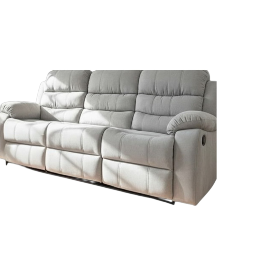 Stanley Manual Recliner Grey Fabric 3 Seater Sofa
