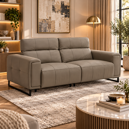 Richmond Electric Power Sliding Recliner Grey Leather 3 Seater Sofa