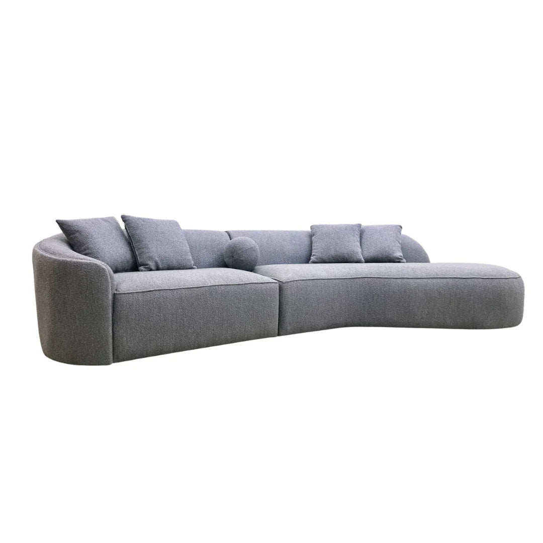 The Pebble Boucle Modern Design Sofa In Grey Fabric