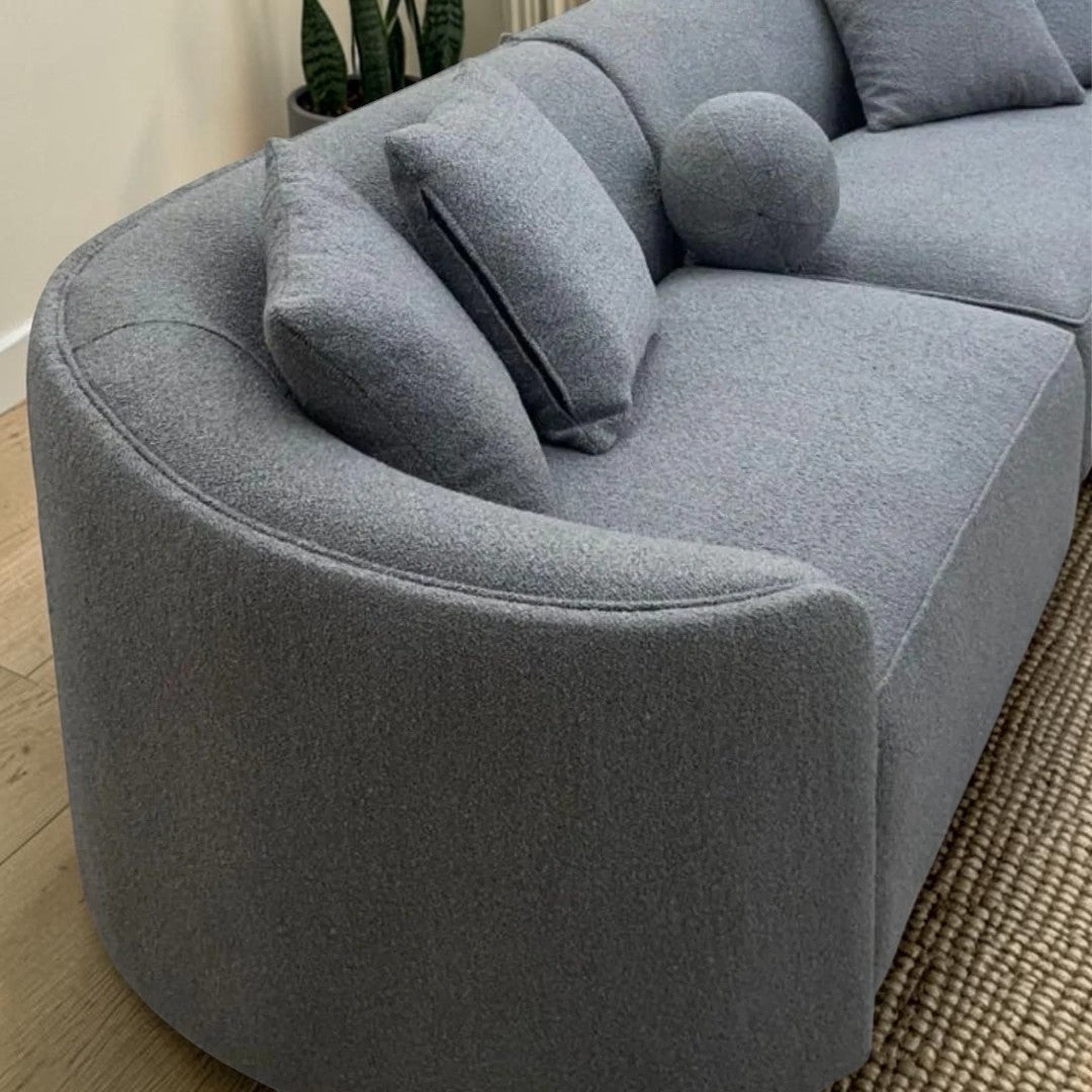 The Pebble Boucle Modern Design Sofa In Grey Fabric