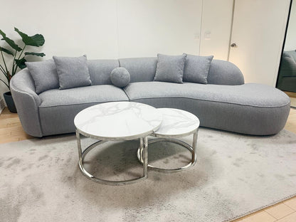 The Pebble Boucle Modern Design Sofa In Grey Fabric