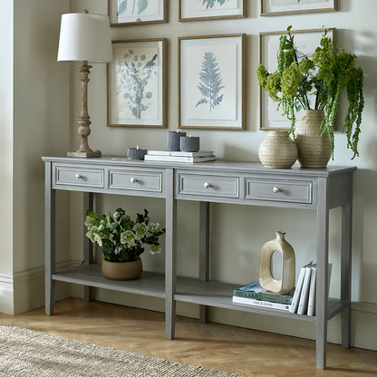 Luxury Serene Four Drawer Grey Wood Console Table