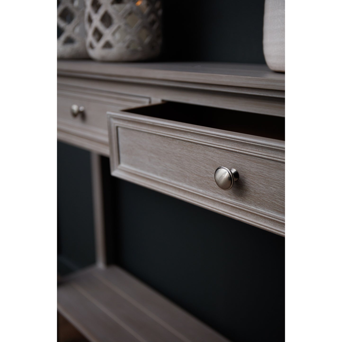 Luxury Serene Four Drawer Grey Wood Console Table