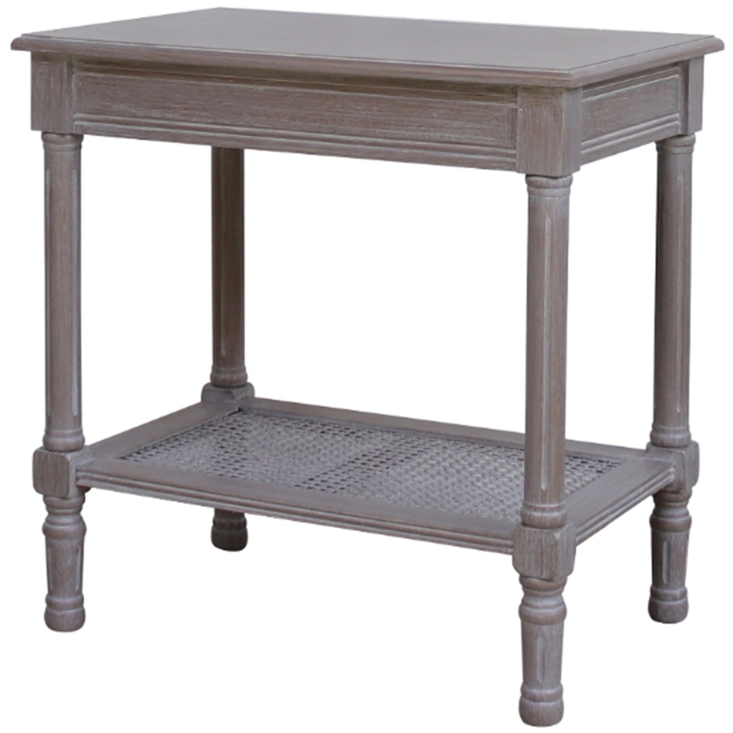 Luxury Serene Rattan Grey Wood Side Lamp Table