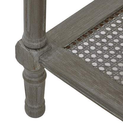Luxury Serene Rattan Grey Wood Side Lamp Table
