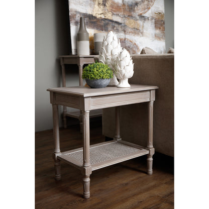Luxury Serene Rattan Grey Wood Side Lamp Table