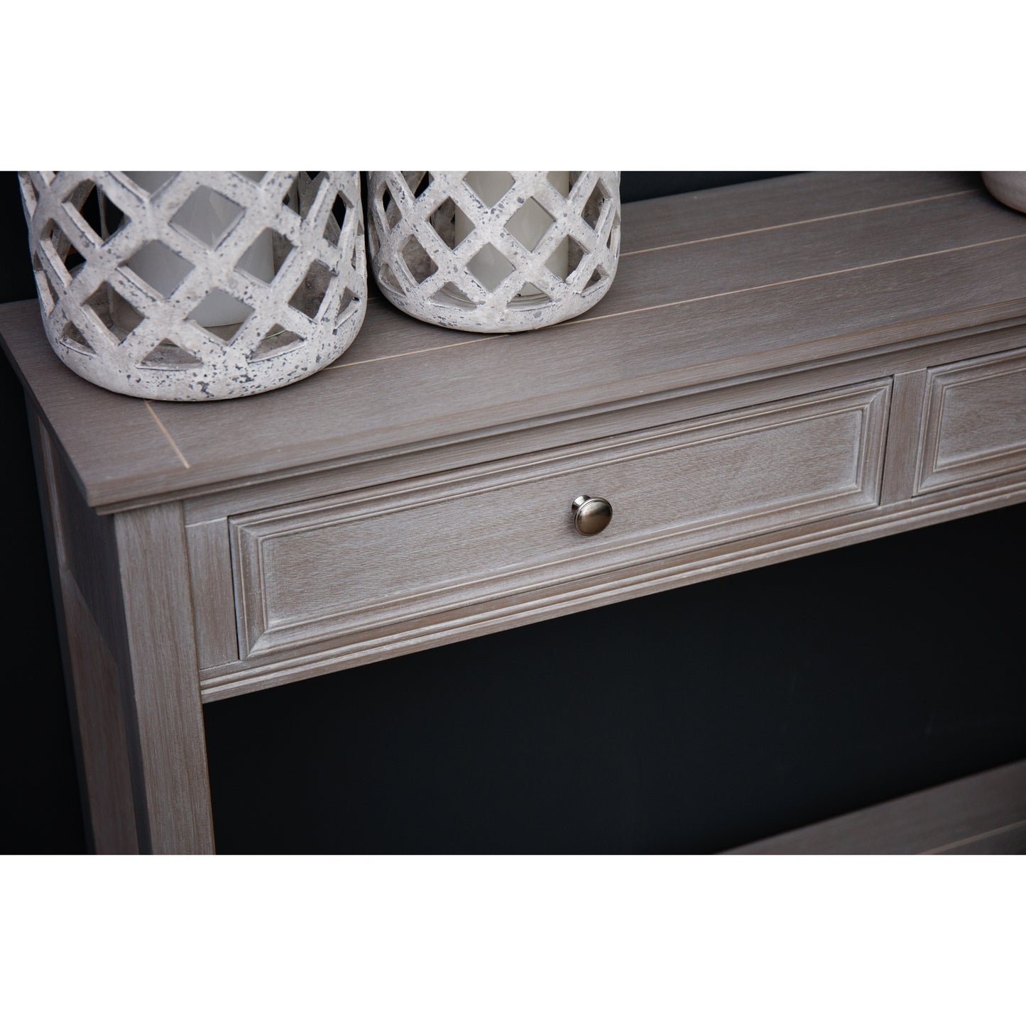 Luxury Serene Two Drawer Grey Wood Console Table