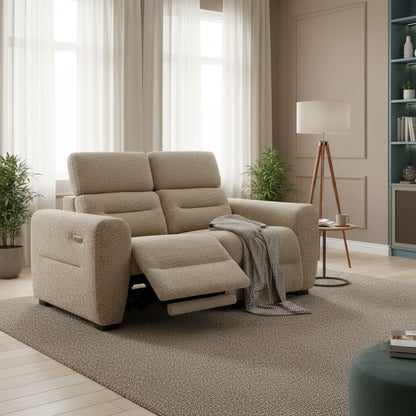 Tokyo Electric Recliner Beige Fabric 2 Seater Sofa