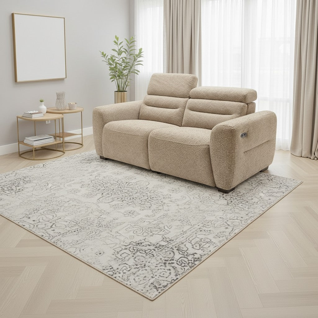 Tokyo Electric Recliner Beige Fabric 3 Seater Sofa