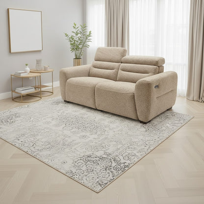 Tokyo Electric Recliner Beige Fabric 3 Seater Sofa