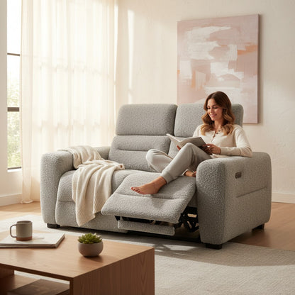 Tokyo Electric Recliner Grey Fabric 2 Seater Sofa