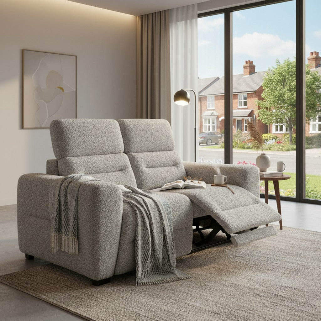 Tokyo Electric Recliner Grey Fabric 2 Seater Sofa