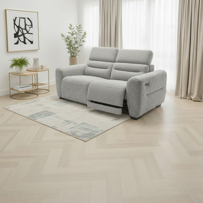 Tokyo Electric Recliner Grey Fabric 3 Seater Sofa