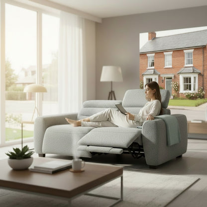 Tokyo Electric Recliner Grey Fabric 3 Seater Sofa