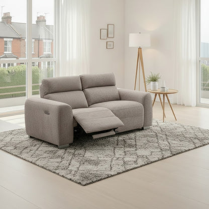 Toronto Electric Recliner Beige Fabric 2 Seater Sofa