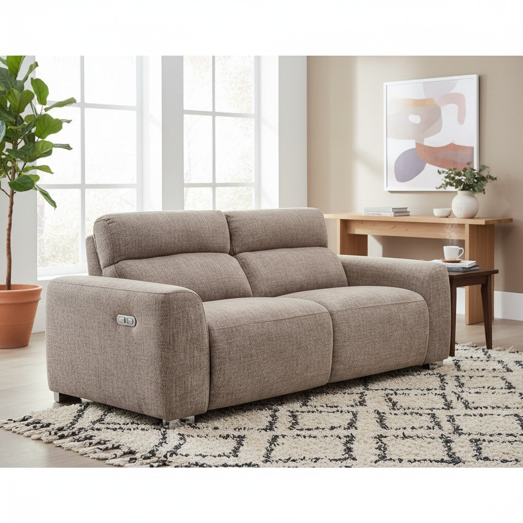 Toronto Electric Recliner Beige Fabric 3 Seater Sofa