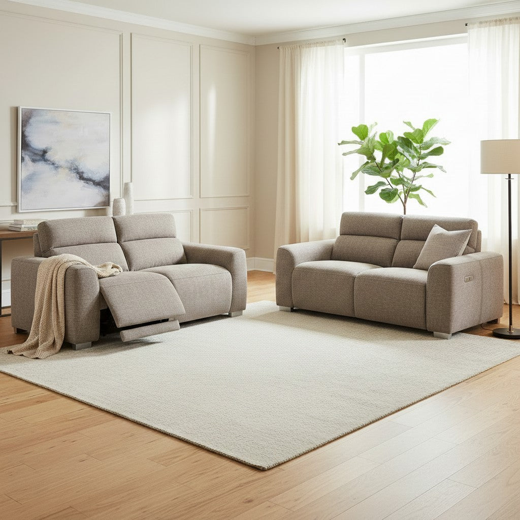 Toronto Electric Recliner Beige Fabric 3+2 Sofa Suite