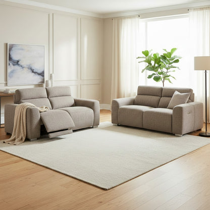 Toronto Electric Recliner Beige Fabric 3+2 Sofa Suite