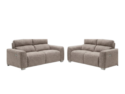 Toronto Electric Recliner Beige Fabric 3+2 Sofa Suite