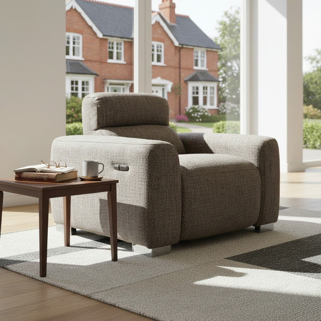 Toronto Electric Recliner Beige Fabric Armchair