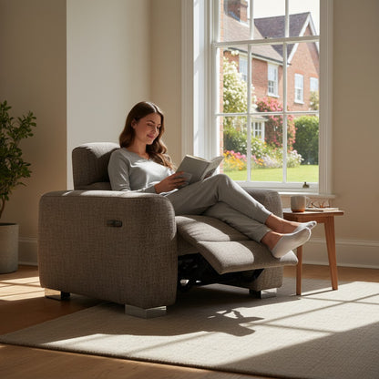 Toronto Electric Recliner Beige Fabric Armchair