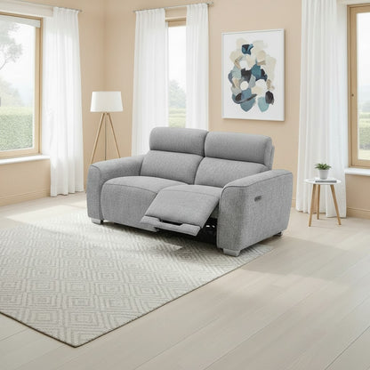 Toronto Electric Recliner Grey Fabric 2 Seater Sofa