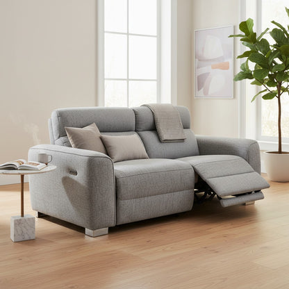 Toronto Electric Recliner Grey Fabric 3 Seater Sofa