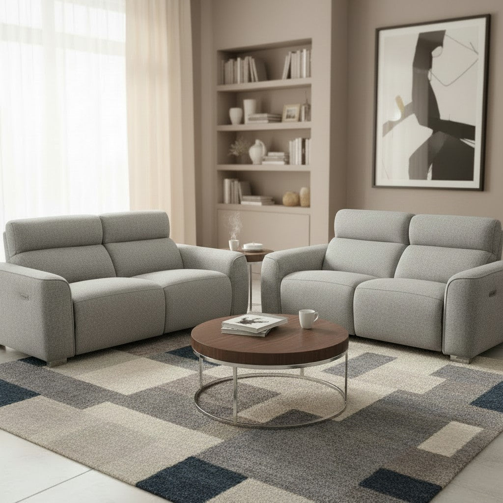 Toronto Electric Recliner Grey Fabric 3+2 Sofa Suite