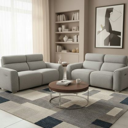 Toronto Electric Recliner Grey Fabric 3+2 Sofa Suite