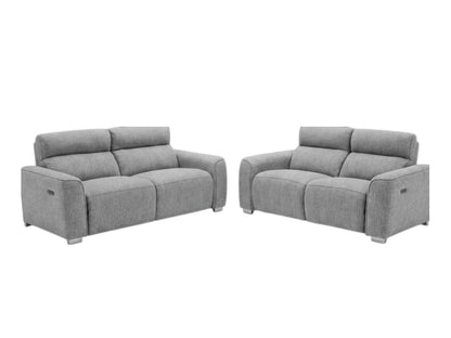 Toronto Electric Recliner Grey Fabric 3+2 Sofa Suite