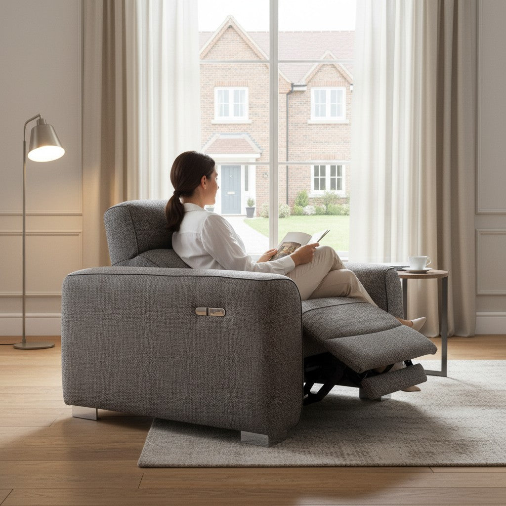 Toronto Electric Recliner Grey Fabric Armchair