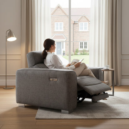 Toronto Electric Recliner Grey Fabric Armchair