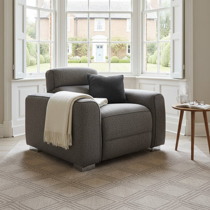 Toronto Electric Recliner Grey Fabric Armchair