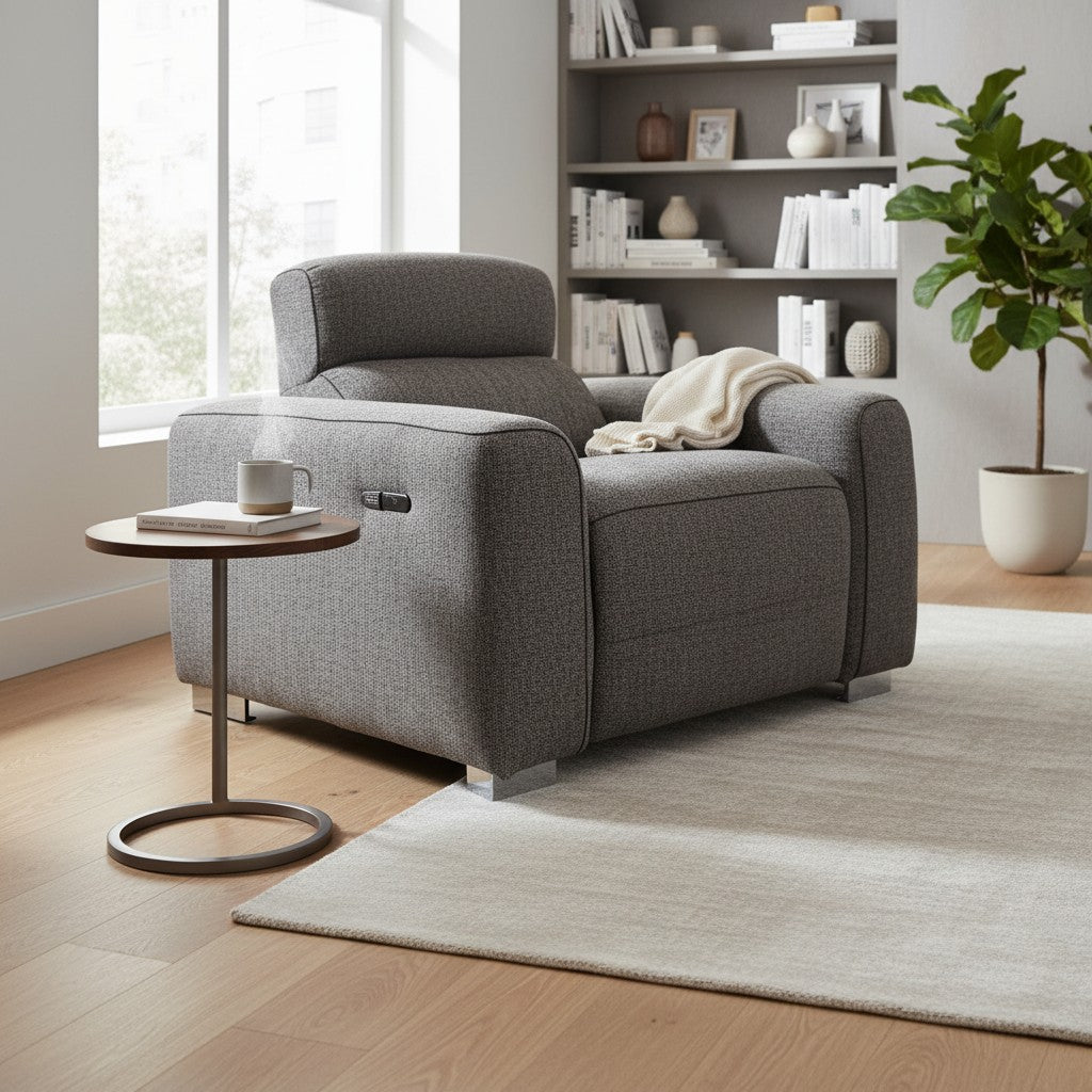 Toronto Electric Recliner Grey Fabric Armchair