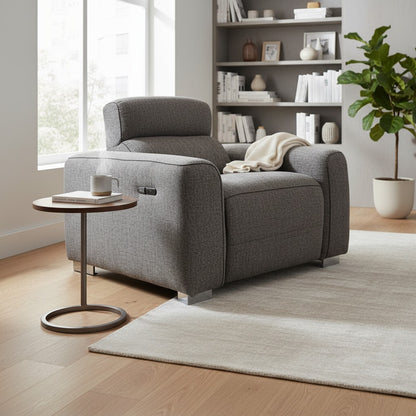 Toronto Electric Recliner Grey Fabric Armchair