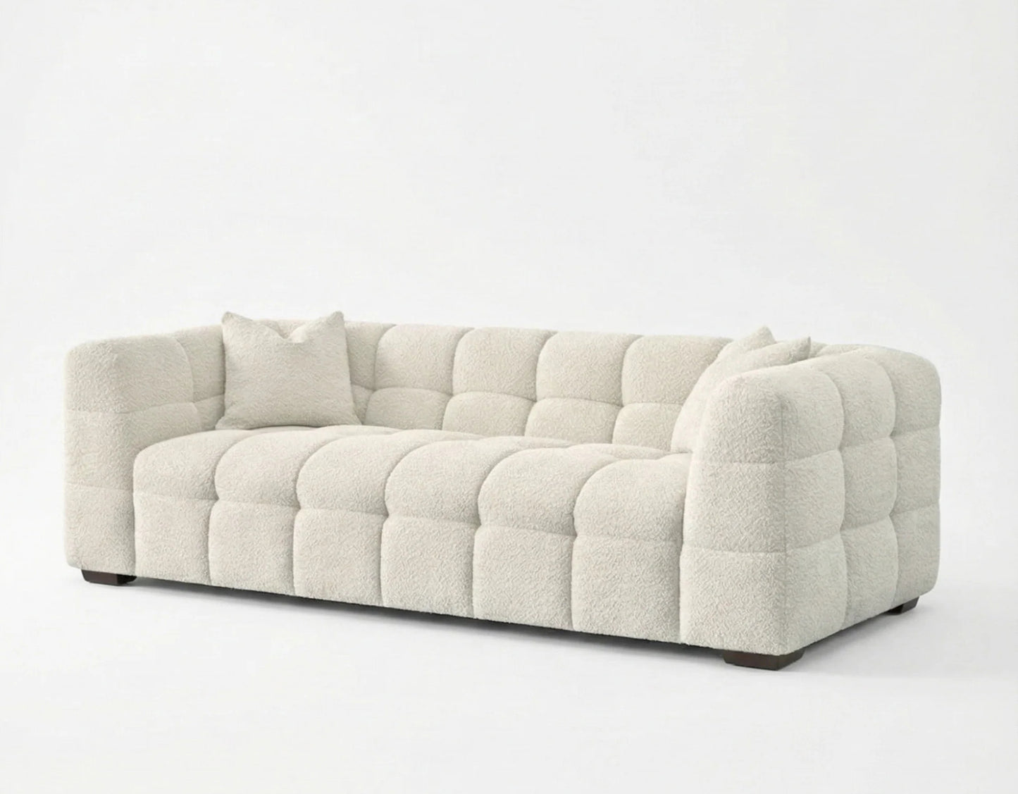 ALUXO Tribeca Bubble 3 Seater Sofa In Oatmeal Beige Boucle Fabric