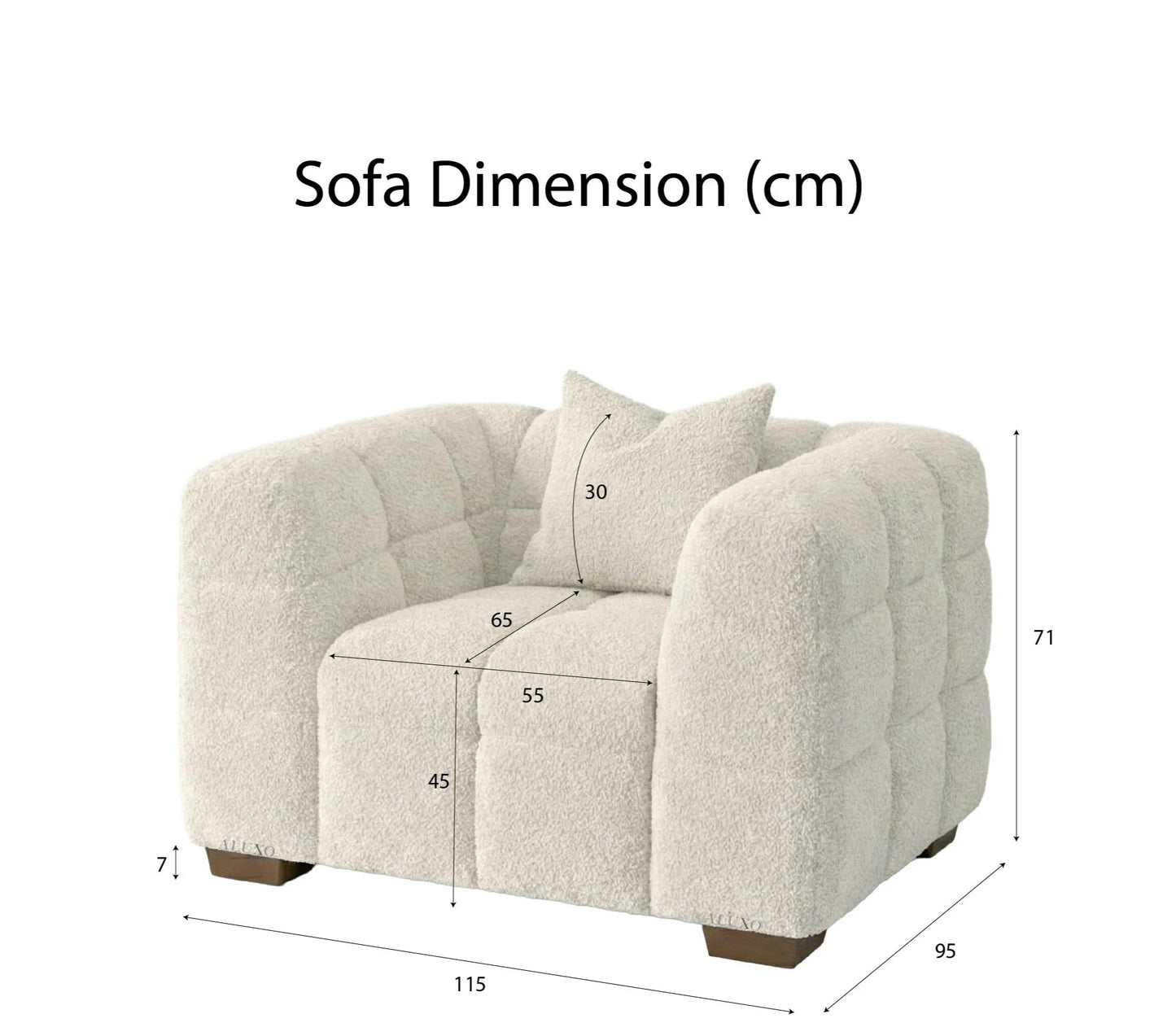 ALUXO Tribeca Bubble Armchair In Pearl Boucle Fabric