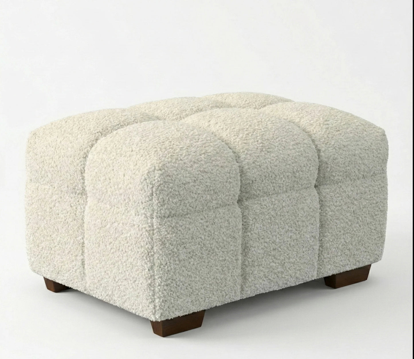 ALUXO Tribeca Bubble Upholstered Footstool In Iron Grey Boucle Fabric
