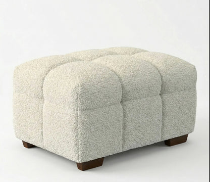 ALUXO Tribeca Bubble Upholstered Footstool In Iron Grey Boucle Fabric