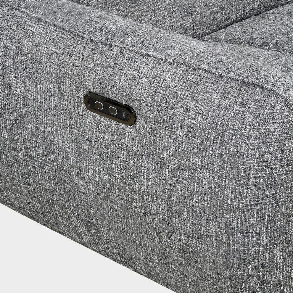 Turin Electric Recliner Charcoal Grey Fabric Left Hand L-Shape Corner Sofa