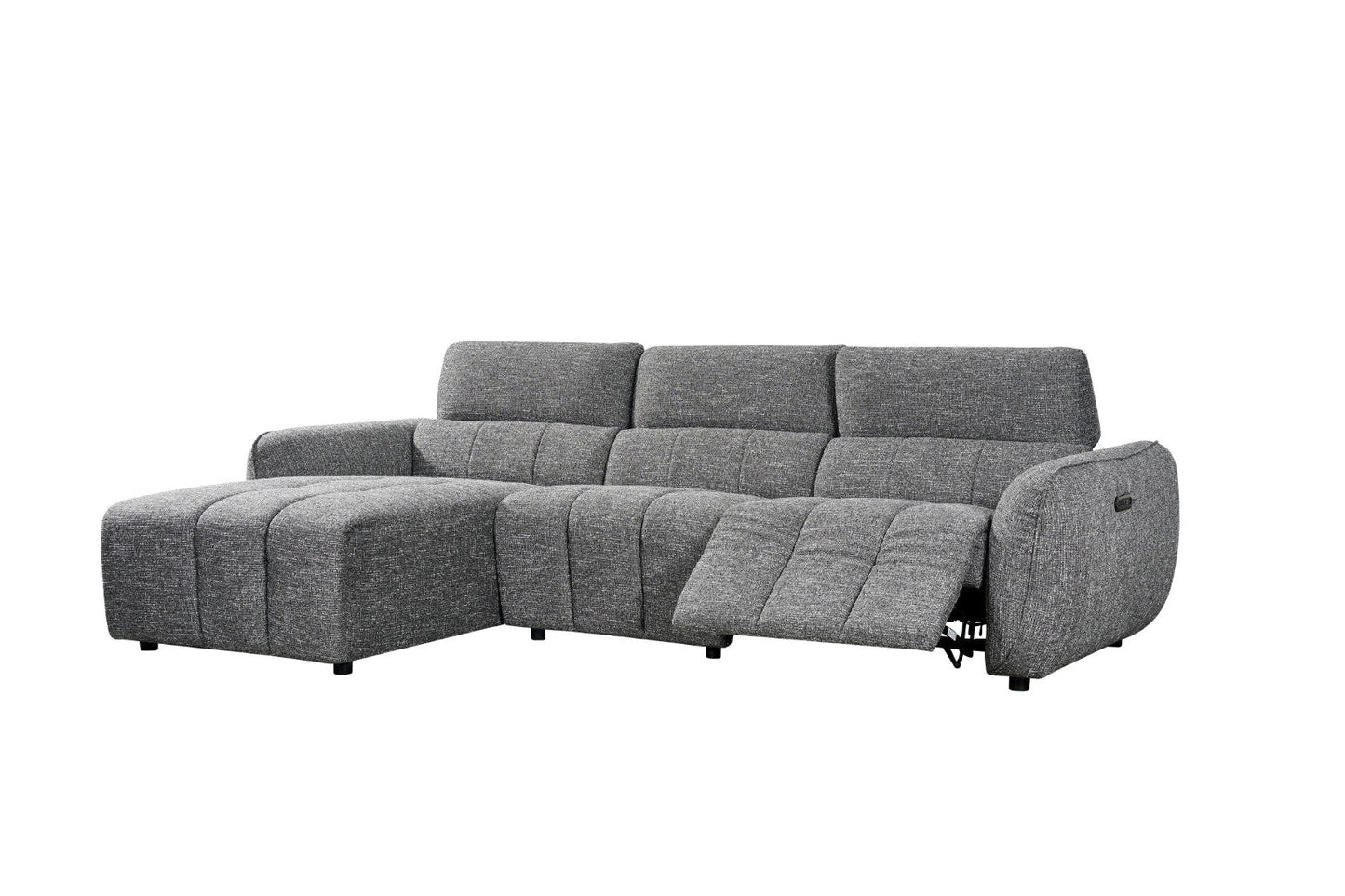 Turin Electric Recliner Charcoal Grey Fabric Left Hand L-Shape Corner Sofa