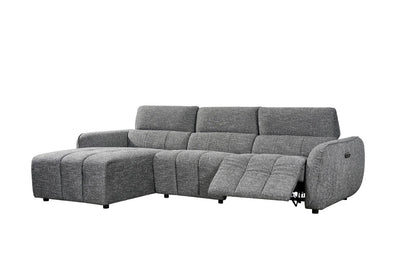Turin Electric Recliner Charcoal Grey Fabric Left Hand L-Shape Corner Sofa